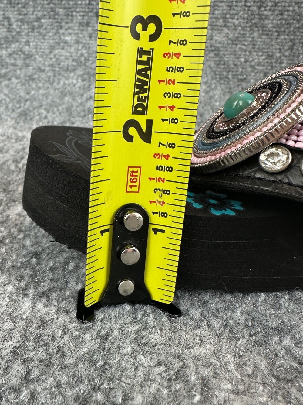 Montana West Beaded Western Wedge Flip Flops Women's Size 7 Black Turquoise - Picture 13 of 16